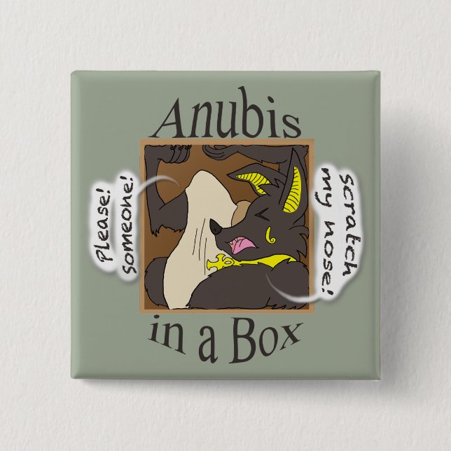 Badge Carré 5 Cm Anubis dans une boîte (yeux fermés) (Devant)