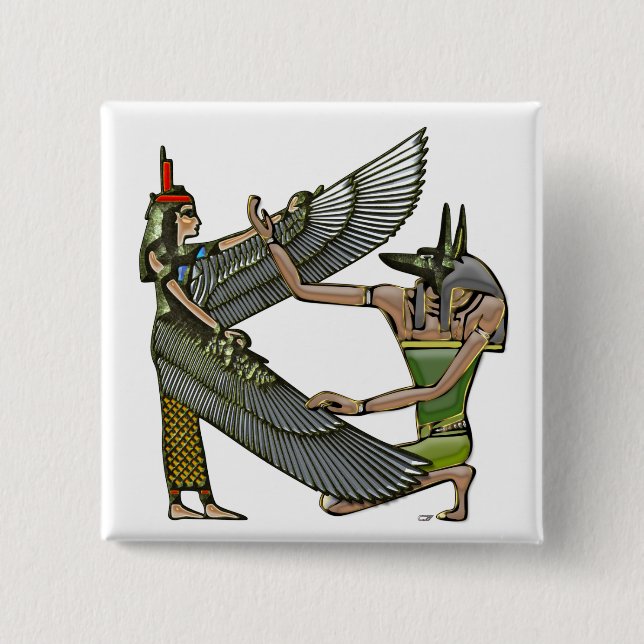 Badge Carré 5 Cm Anubis & Nut (Devant)