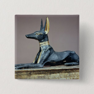 Badge Carré 5 Cm Anubis, un dieu égyptien des morts d'un coffre