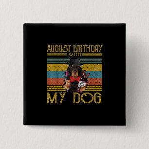 Badge Carré 5 Cm Août Anniversaire Avec Mon Gordon Setter Dog 2020