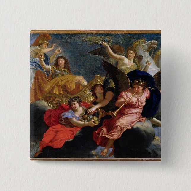 Badge Carré 5 Cm Apothéose du Roi Louis XIV de la France (Devant)