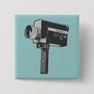 Badge Carré 5 Cm Appareil-photo de film 8 superbe d'art de bruit