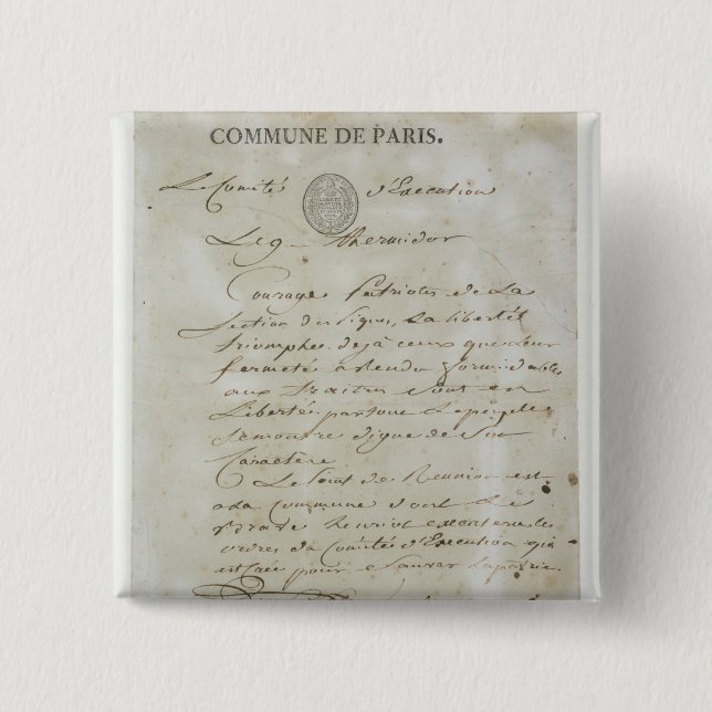 Badge Carré 5 Cm Appel de Maximilien de Robespierre (Devant)