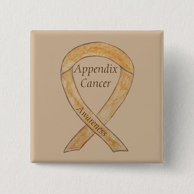 Badge Carré 5 Cm Appendice Cancer Étanchéité à l'ambre Étanchéité à (Devant)