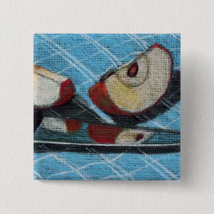 BADGE CARRÉ 5 CM APPLE ET ILLUSTRATION DE COUTEAU