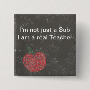 Badge Carré 5 Cm Apple rouge pas simplement un sous bouton