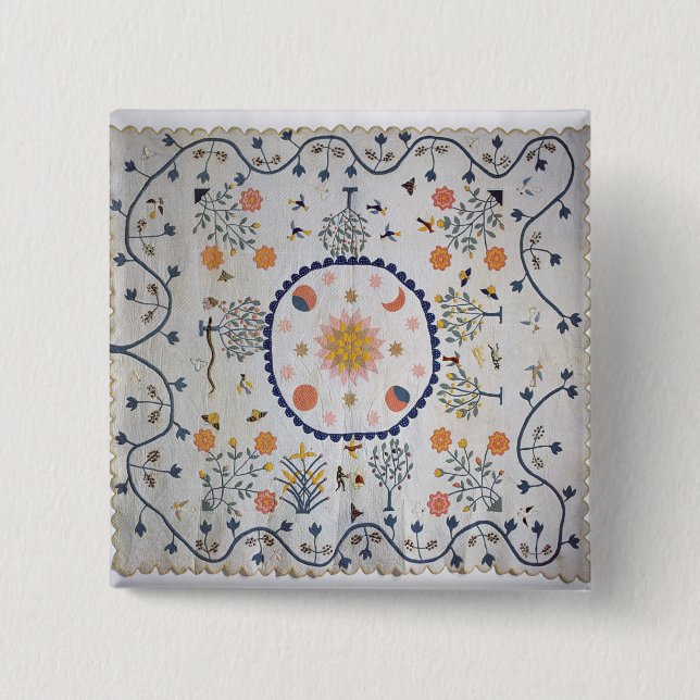 Badge Carré 5 Cm Applique l'édredon avec Sun, musardez, des étoiles (Devant)