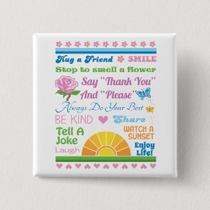 Badge Carré 5 Cm Appréciez le bouton de la vie