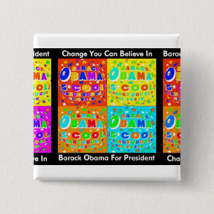 BADGE CARRÉ 5 CM APPUI BARACK OBAMA
