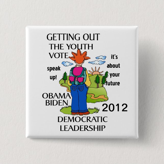 BADGE CARRÉ 5 CM APPUI OBAMA 2012 (Devant)