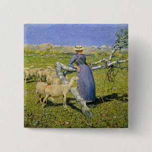 Badge Carré 5 Cm Après-midi dans les Alpes, 1892 (huile sur la