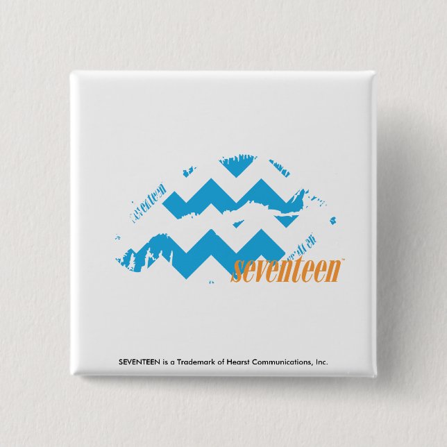 Badge Carré 5 Cm Aqua de zigzag (Devant)