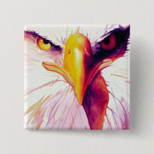 Badge Carré 5 Cm Aquarelle de "Everette" Eagle chauve
