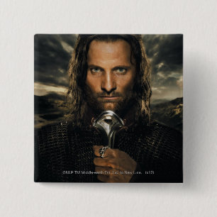 Badge Carré 5 Cm Aragorn épée vers le bas