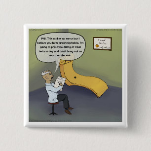 Badge Carré 5 Cm Araignée Avec Arachnophobie En Thérapie Drôle