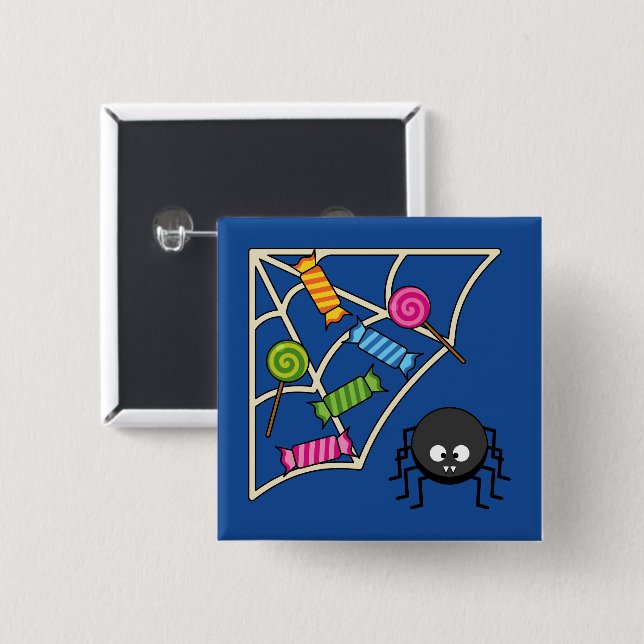 Badge Carré 5 Cm Araignée de bonbons (Devant & derrière)