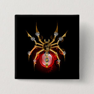 Badge Carré 5 Cm Araignée en vapeur noire