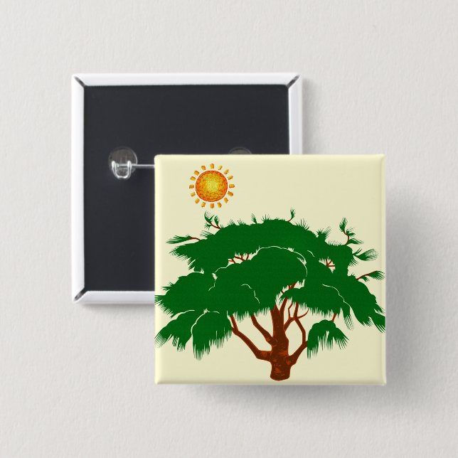 Badge Carré 5 Cm Arbre (Devant & derrière)