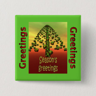 Badge Carré 5 Cm arbre 3D vert brillant