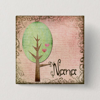 Badge Carré 5 Cm arbre à coeur rose