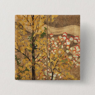 Badge Carré 5 Cm Arbre d'automne