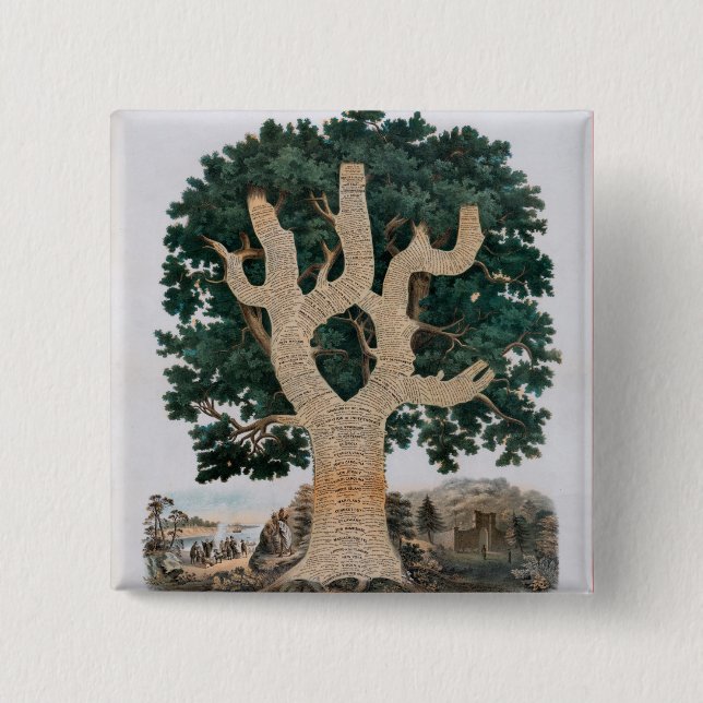 Badge Carré 5 Cm Arbre de la connaissance (Devant)