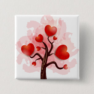 Badge Carré 5 Cm Arbre des coeurs