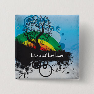 Badge Carré 5 Cm Arbre grunge d'arc-en-ciel personnalisable