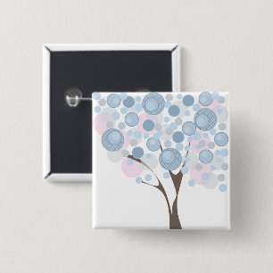 Badge Carré 5 Cm Arbre moderne Abstrait illustration cercle bleu ro
