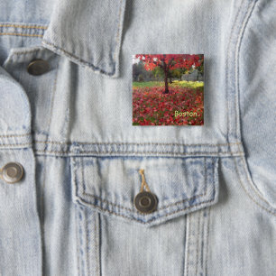 Badge Carré 5 Cm Arbre rouge