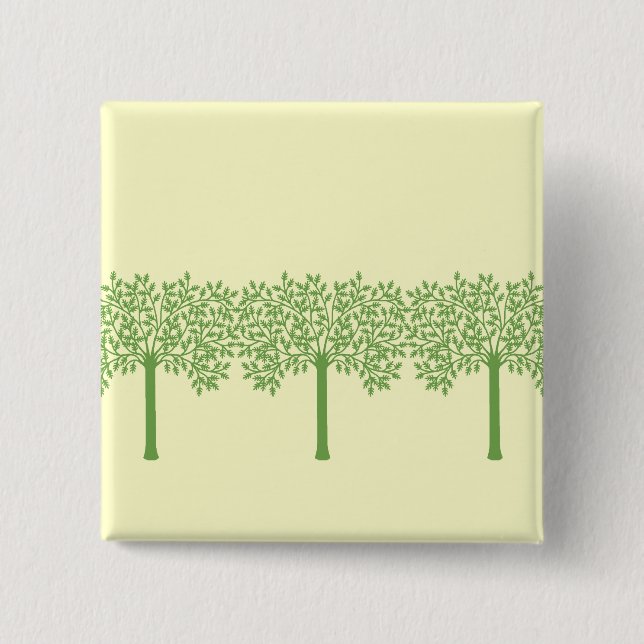 Badge Carré 5 Cm Arbre vert stylisé (Devant)