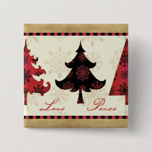 Badge Carré 5 Cm Arbres de Noël de vacances
