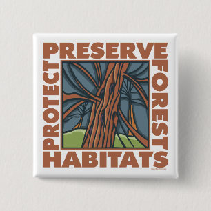 Badge Carré 5 Cm Arbres, forêts protégées