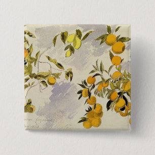Badge Carré 5 Cm Arbres oranges, 1863 (la semaine, graphite fini à