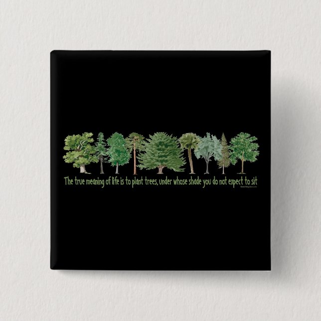 Badge Carré 5 Cm Arbres Plantes (Devant)
