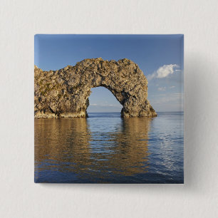 Badge Carré 5 Cm Arc de Durdle Door, Côte Jurassique Patrimoine Mon