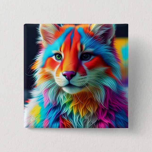 Badge Carré 5 Cm Arc-en-ciel Cat-68587 (Devant)