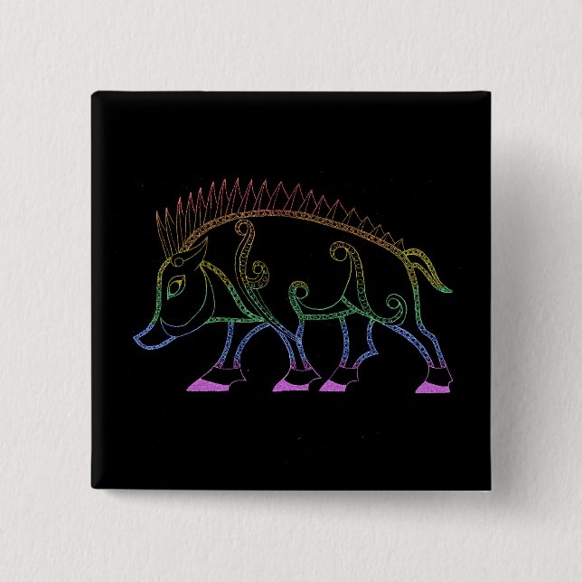 Badge Carré 5 Cm Arc en ciel foncé (Devant)