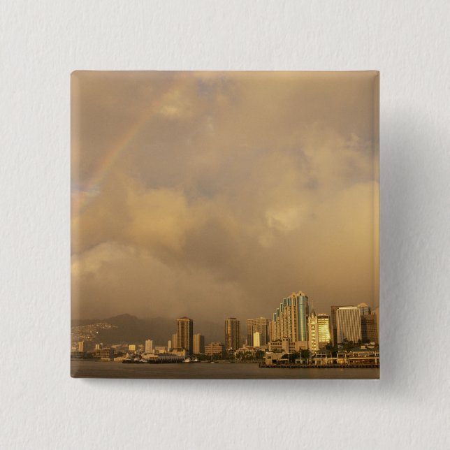 Badge Carré 5 Cm Arc-en-ciel sur Honolulu, Hawaï, États-Unis 3 (Devant)