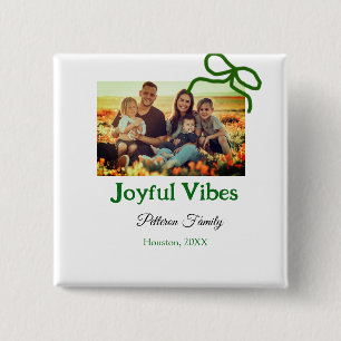 Badge Carré 5 Cm Arc vert joyeuse Vibes ajouter le nom de la photo