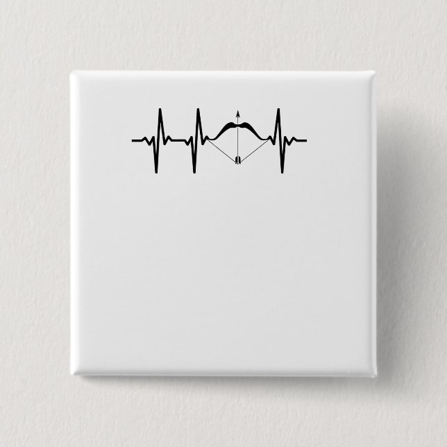 Badge Carré 5 Cm Archery Heartbeat Bow and Arrow Archer (Devant)