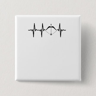 Badge Carré 5 Cm Archery Heartbeat Bow and Arrow Archer