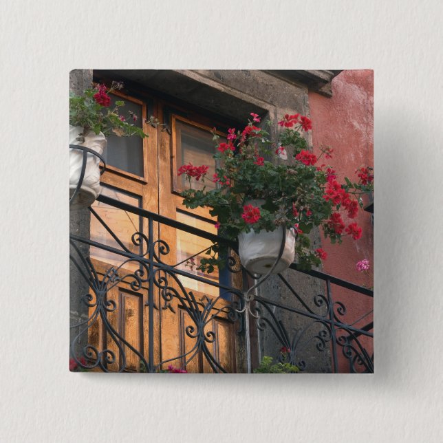 Badge Carré 5 Cm Architecture dans les rues de San Miguel de (Devant)