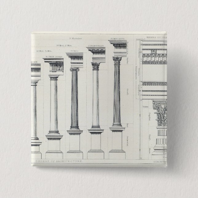 Badge Carré 5 Cm Architecture I : Ordres d'architecture (Devant)