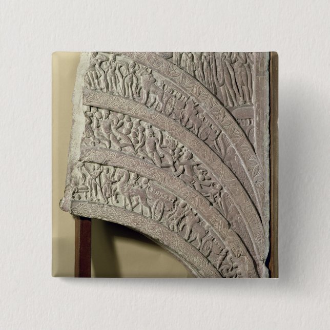 Badge Carré 5 Cm Architrave d'un passage, grès rouge, Mathura, (Devant)