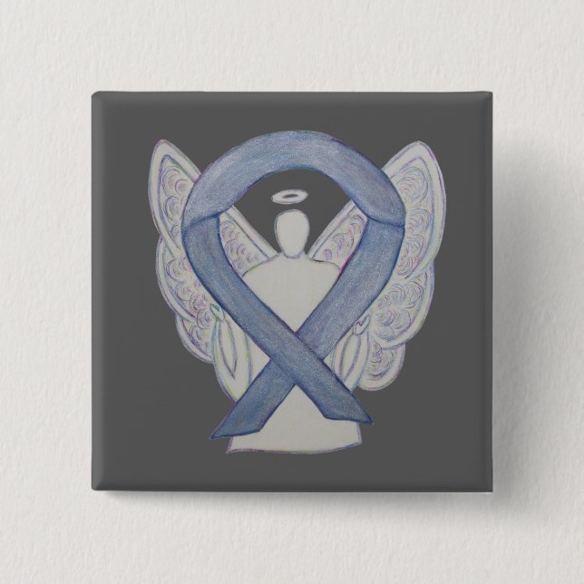 Badge Carré 5 Cm Argent Angel Sensibilisation Ruban Personnalisé Pi (Devant)