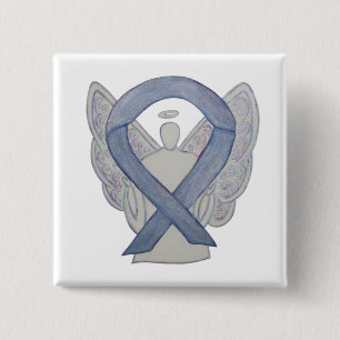Badge Carré 5 Cm Argent Angel Sensibilisation Ruban Personnalisé Pi