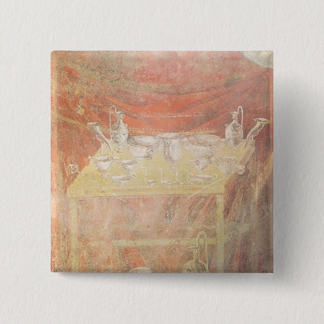 Badge Carré 5 Cm Argenterie sur une table (Devant)