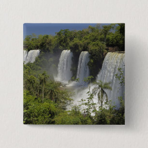 Badge Carré 5 Cm Argentine, les chutes d'Iguacu au soleil.