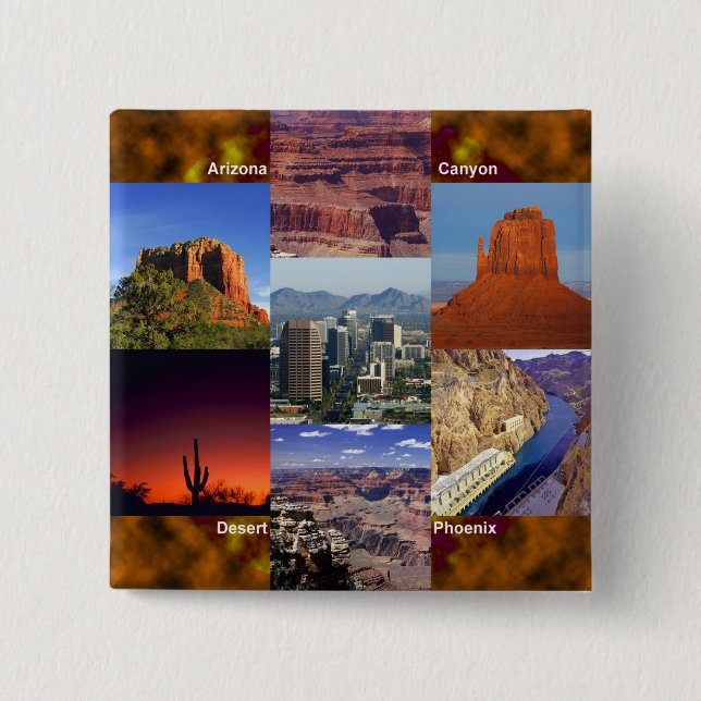 Badge Carré 5 Cm Arizona Desert Collage (Devant)